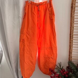 Urban Outfitters Neon Orange Cargo Track Pants